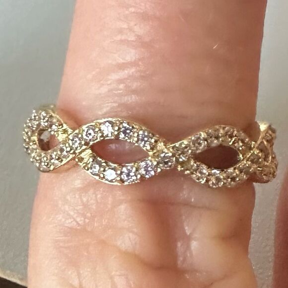 Gold FE Sterling Silver 925 CZ Infinity Solitaire Ring 6 - Picture 3 of 6
